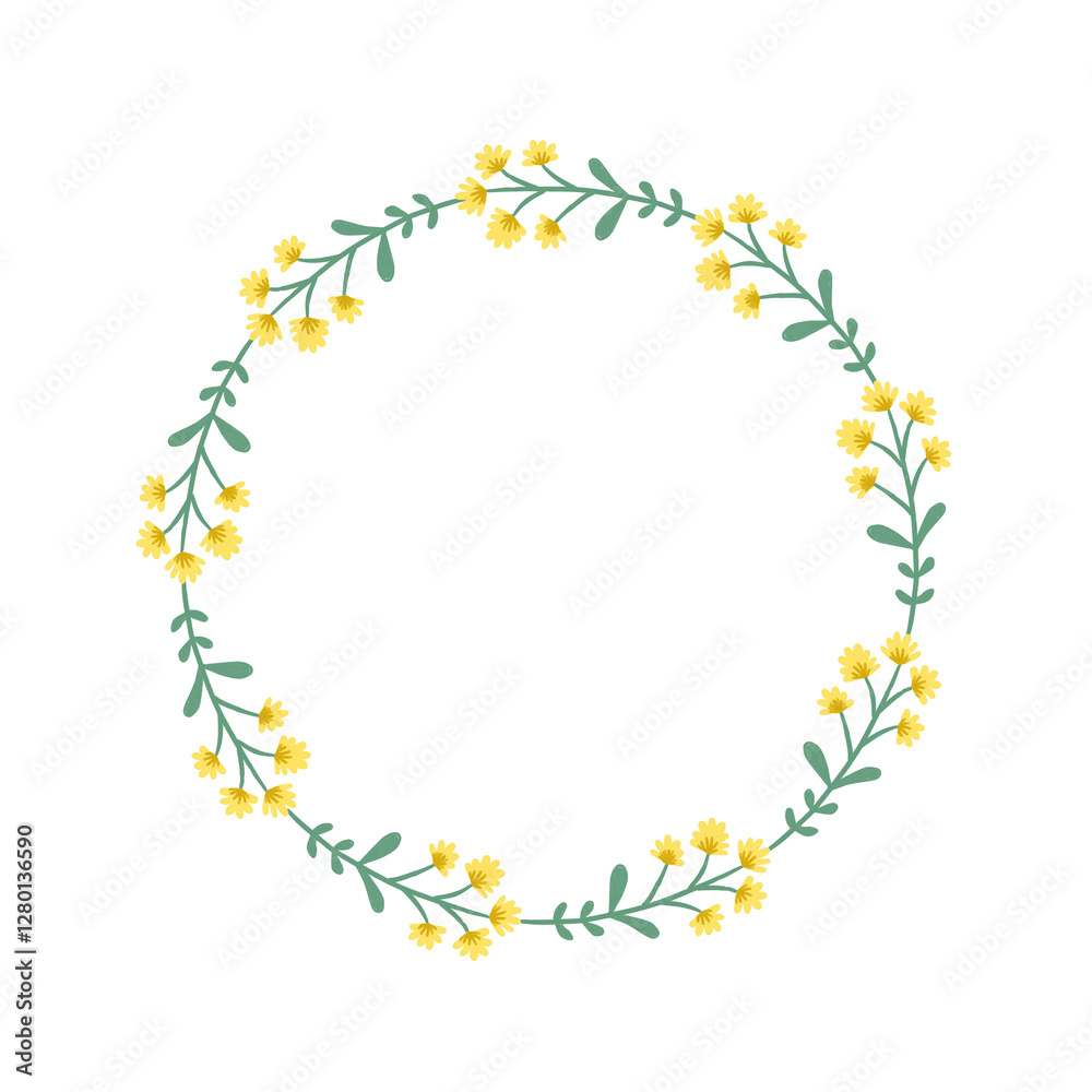 Round Flower Frame Floral Wreath Greeting illustration Round Flower Frame Floral Wreath Greeting illustration