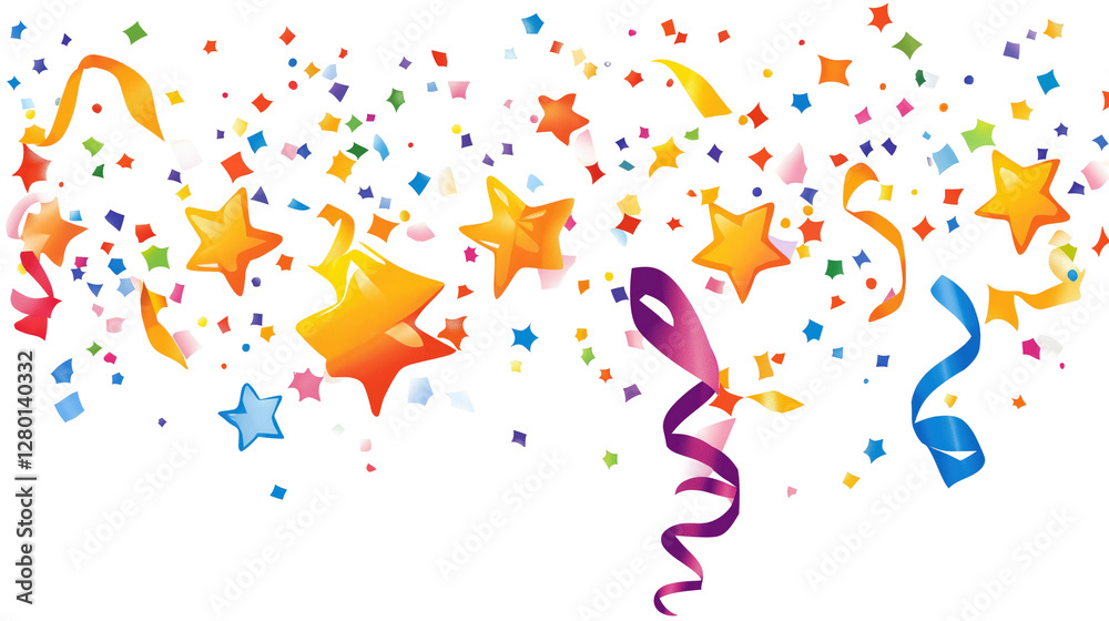 Obraz premium Colorful Confetti and Streamers Celebration Design