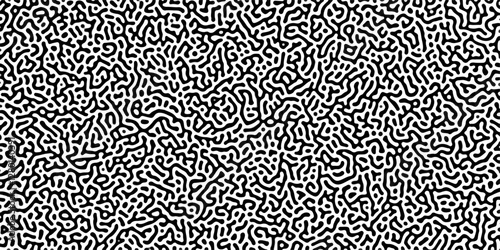 Organic seamless patterns with rounded lines Diffusion reaction background. Monochrome background of natural organic forms motion. Overlay template abstract Turing organic wallpaper background.