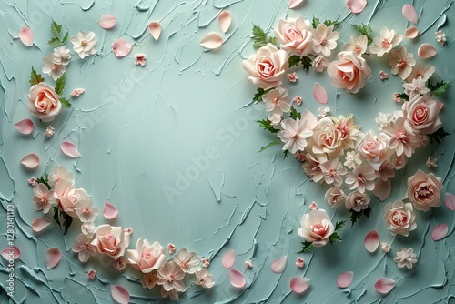Elegant Floral Heart On Turquoise