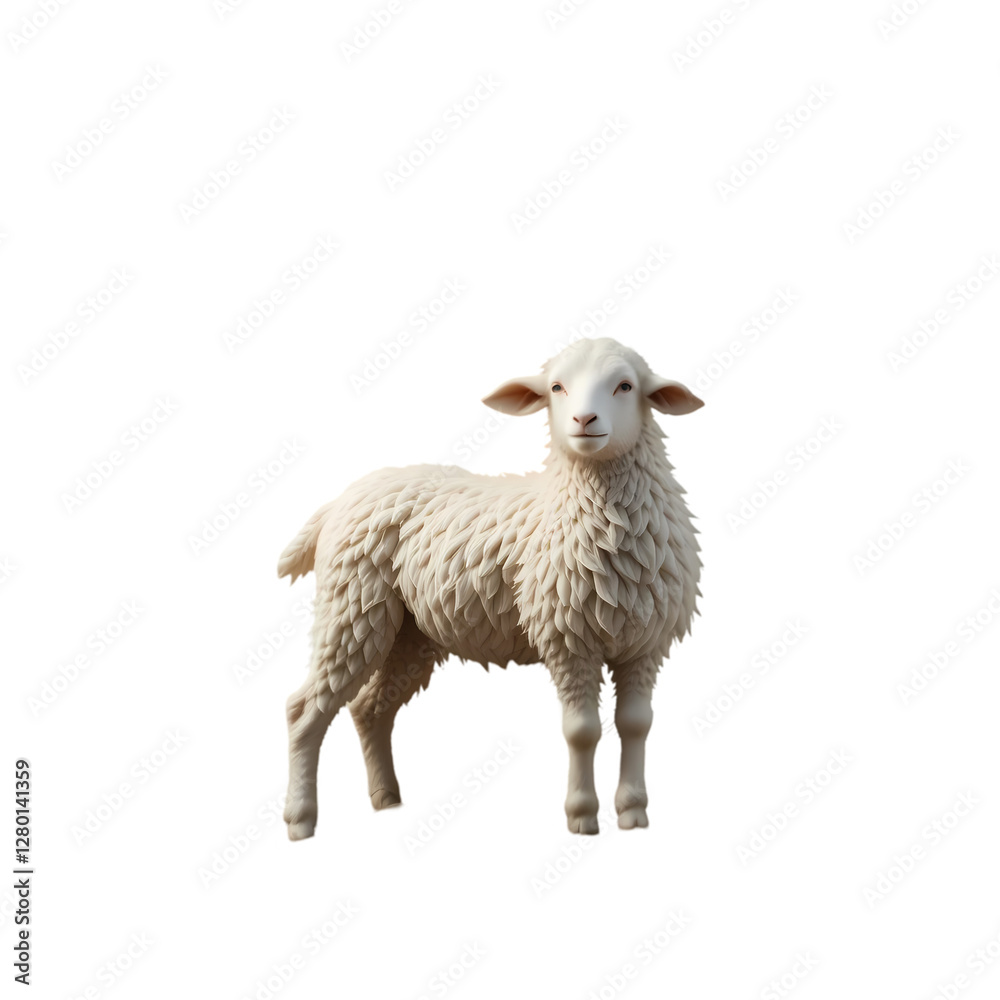 Fototapeta premium Cute White Sheep Image: Farm Animal Photo isolated on transparent background