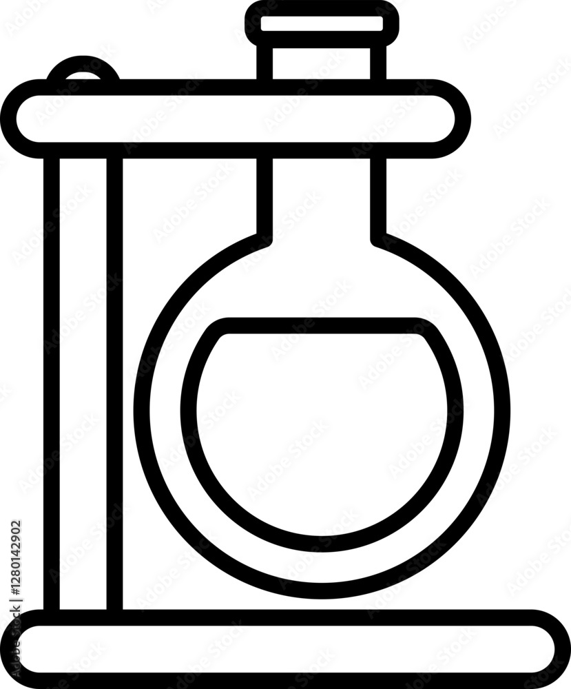 Science and Research Element Flask with Liquid Outline Icon Science and Research Element Flask with Liquid Outline Icon