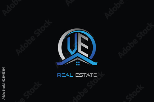 VE real estate letters logo design for construction or house. VE real estate letters logo Vector design