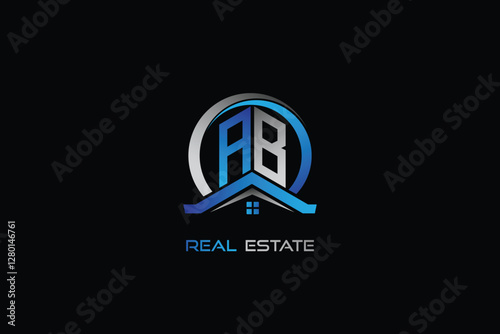 AB real estate letters logo design for construction or house. AB real estate letters logo Vector design
