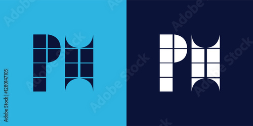 PH logo design with tile shape. Minimalist and modern vector illustration design suitable for business or brand