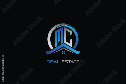 MC real estate letters logo design for construction or house. MC real estate letters logo Vector design