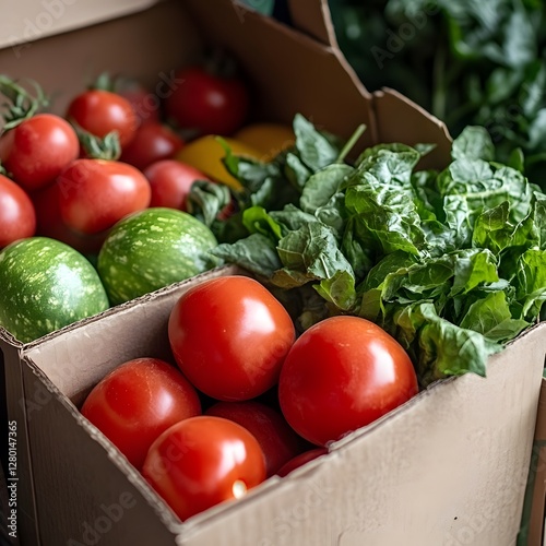 Close-up of biodegradable packaging holding fresh produce, promoting eco-friendly and zero-waste lifestyle with sustainable materials, plastic-free alternatives, reusable grocery solutions. photo
