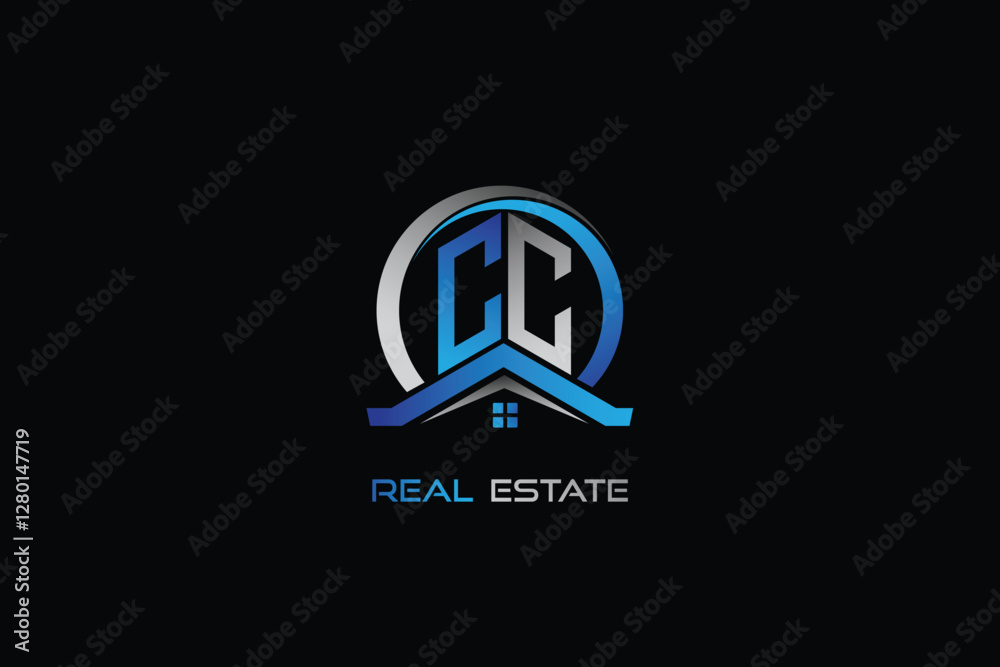 Obraz premium CC real estate letters logo design for construction or house. CC real estate letters logo Vector design