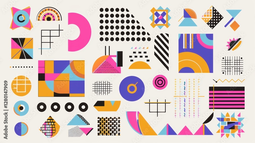 Fototapeta premium Unleash Creativity with the Mega Set of Memphis Design Elements