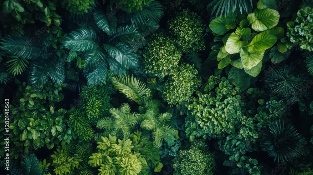 Obraz premium Lush Green Foliage from Above Showcasing Vibrant Leafy Patterns