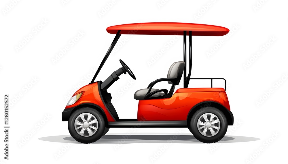Cartoon drawing of a red golf cart on white background Cartoon drawing of a red golf cart on white background