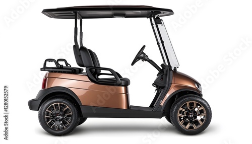Brown golf cart showcased on a clean white background