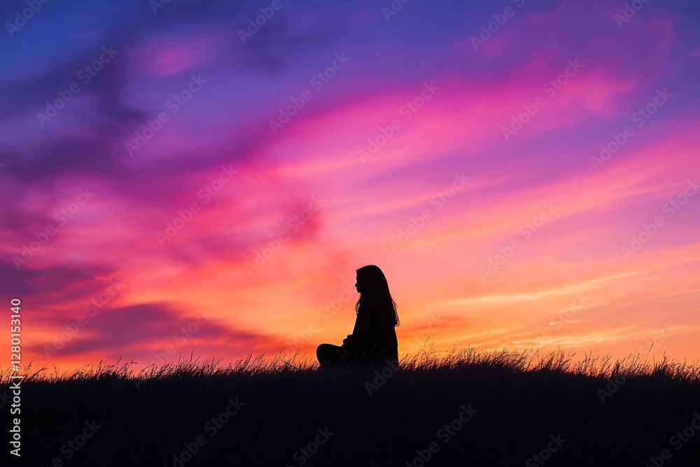Peaceful Scene of a Young Muslim Woman in Prayer. Peaceful Scene of a Young Muslim Woman in Prayer.