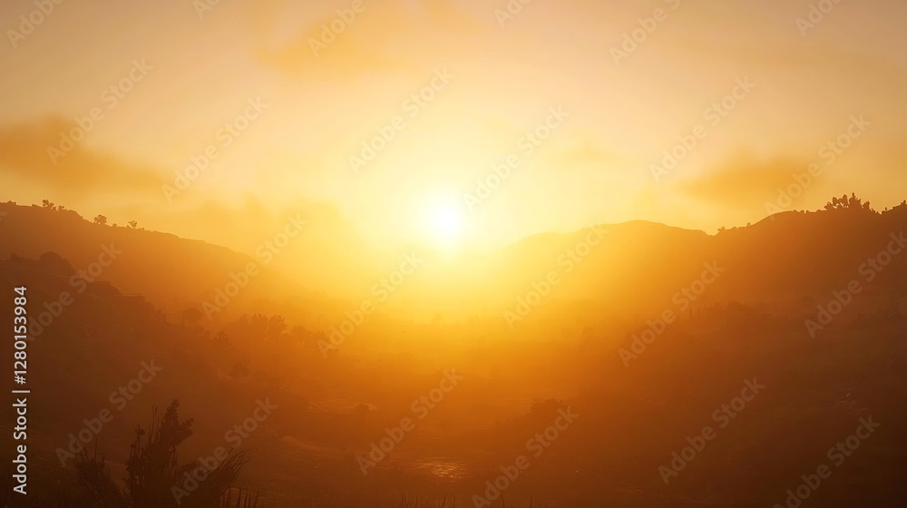 Fototapeta premium Enchanting sunrise over the majestic mountains captivating landscape scene