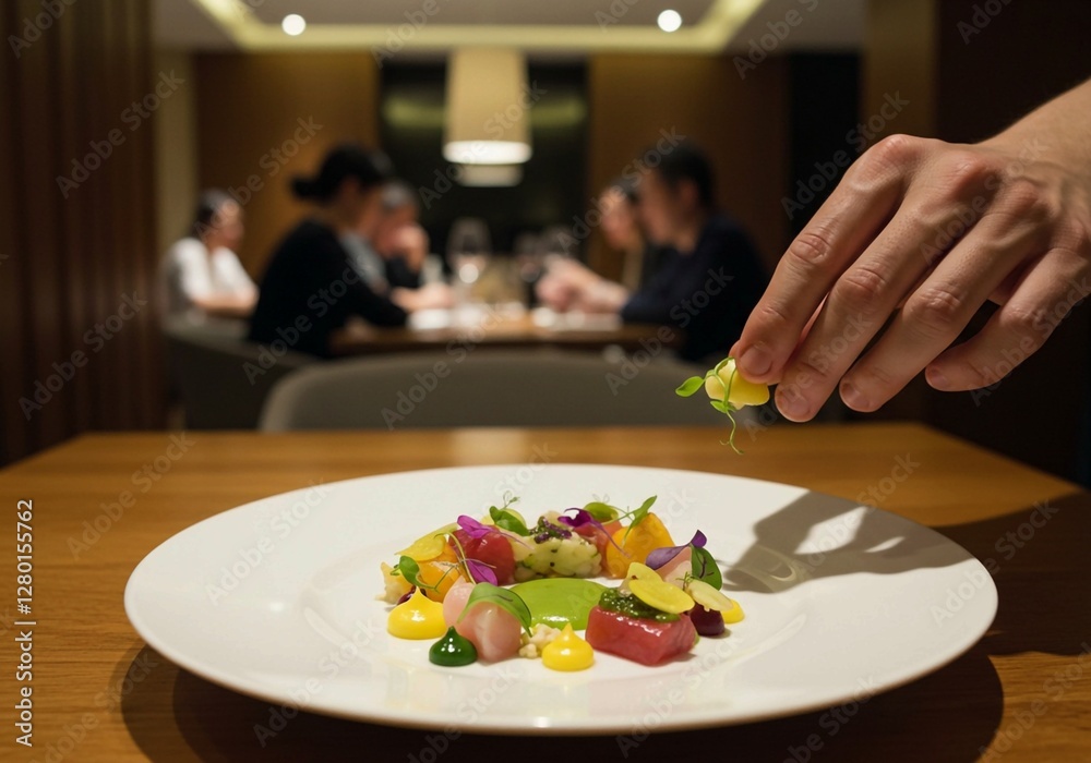 Naklejka premium Osaka Teppanyaki Kobe Beef TATARA: A restaurant offering a Japanese culinary experience with premium Kobe beef