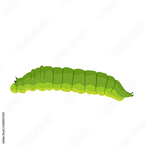 Green Caterpillar Bug Animal Illustration Isolated on White Background