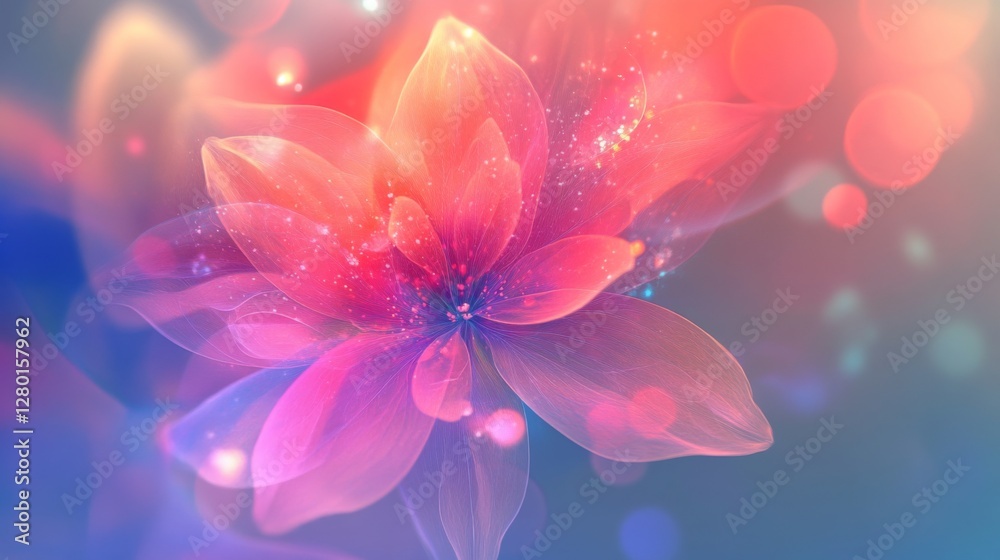 Vibrant abstract flower with colorful petals and light effects Vibrant abstract flower with colorful petals and light effects