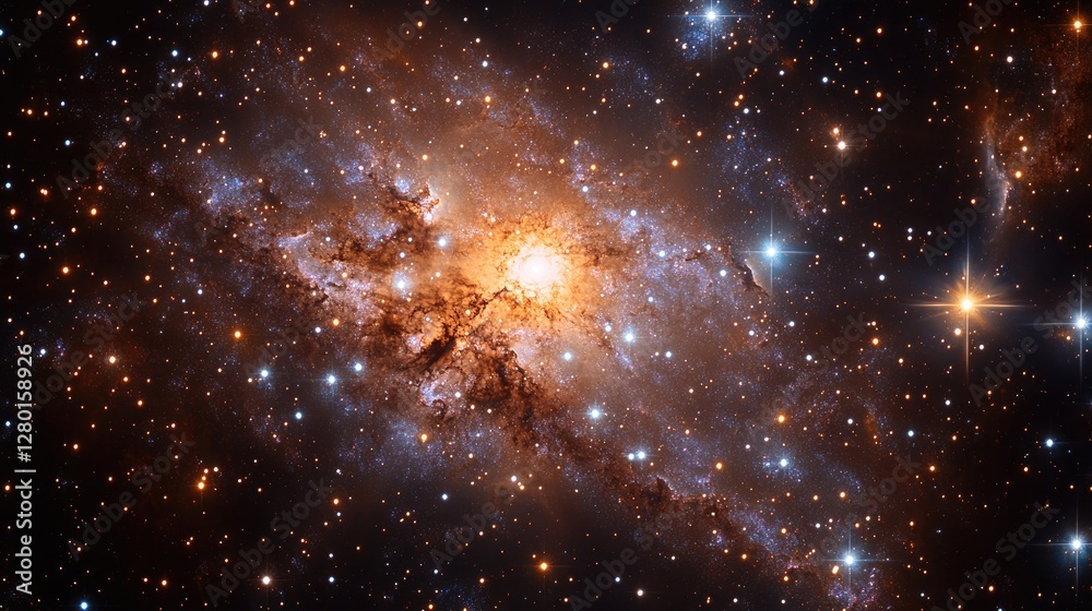 Fototapeta premium Cosmic Nebula Cluster, Interstellar Gas Clouds, Deep Space