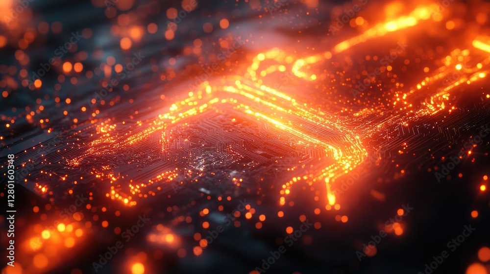 Abstract glowing circuit board, futuristic technology Abstract glowing circuit board, futuristic technology