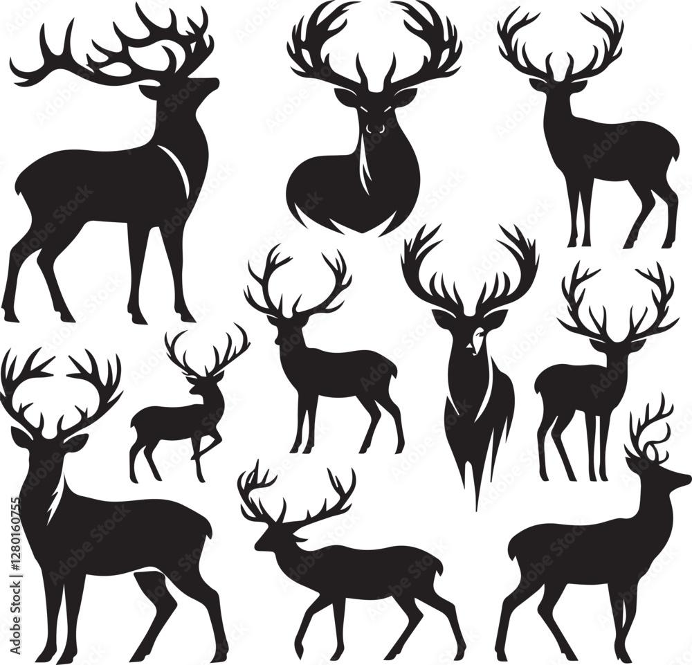 Naklejka premium Deer Silhouettes Collection