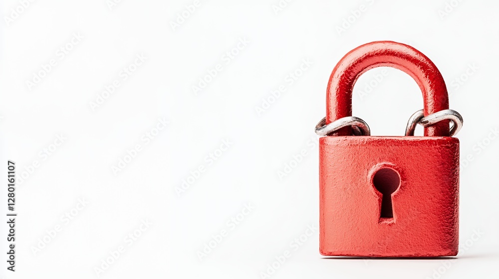 Red Padlock Against White Background Red Padlock Against White Background