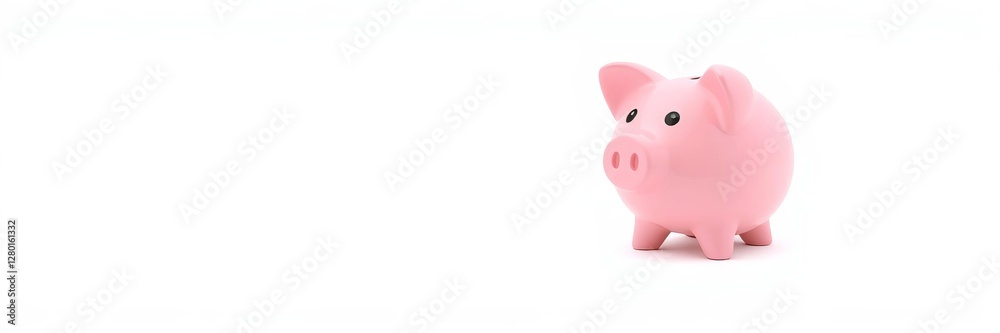 Pink piggy bank with a smooth surface and slot on top, on a clean white background, investment, finance Pink piggy bank with a smooth surface and slot on top, on a clean white background, investment, finance