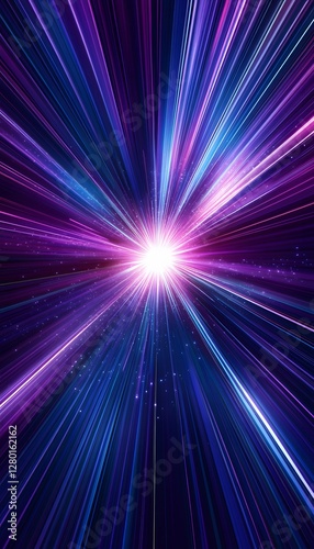 Vibrant light rays burst from a bright central source of color