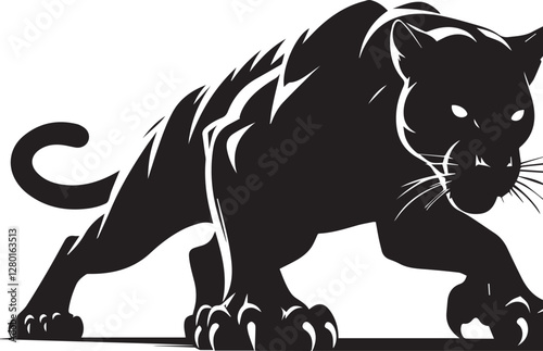 Collection of black silhouettes of panthers