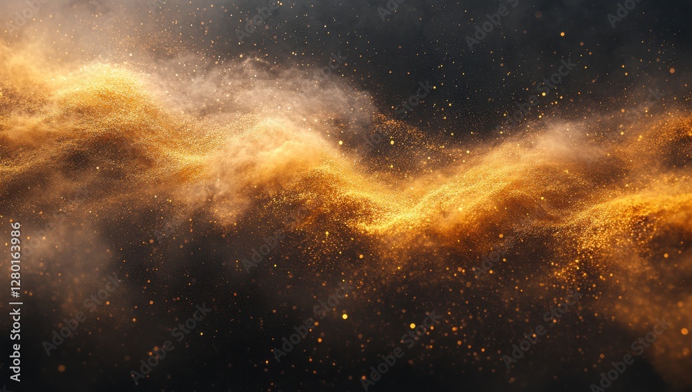 Fototapeta premium Golden Dust and Sparkles Create a Dreamy Abstract Background for Artistic Designs and Creative Projects in Visual Media