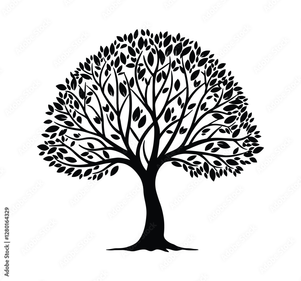 Obraz premium Black Tree vector silhouette on white background