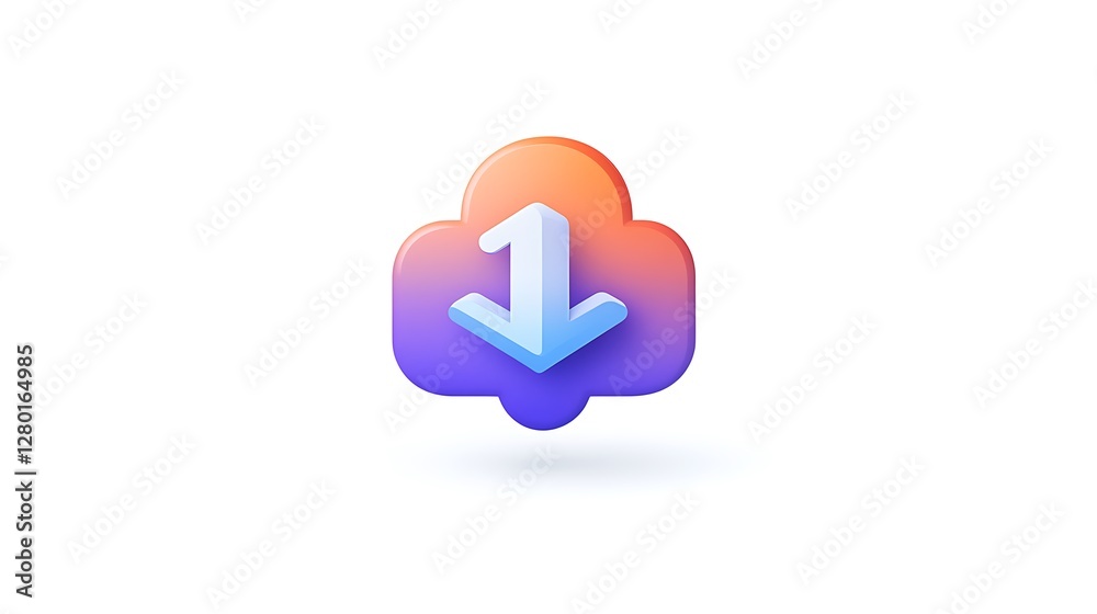 3D Render: Download Icon in Gradient Cloud � Digital Illustration AI Generated 3D Render: Download Icon in Gradient Cloud � Digital Illustration AI Generated