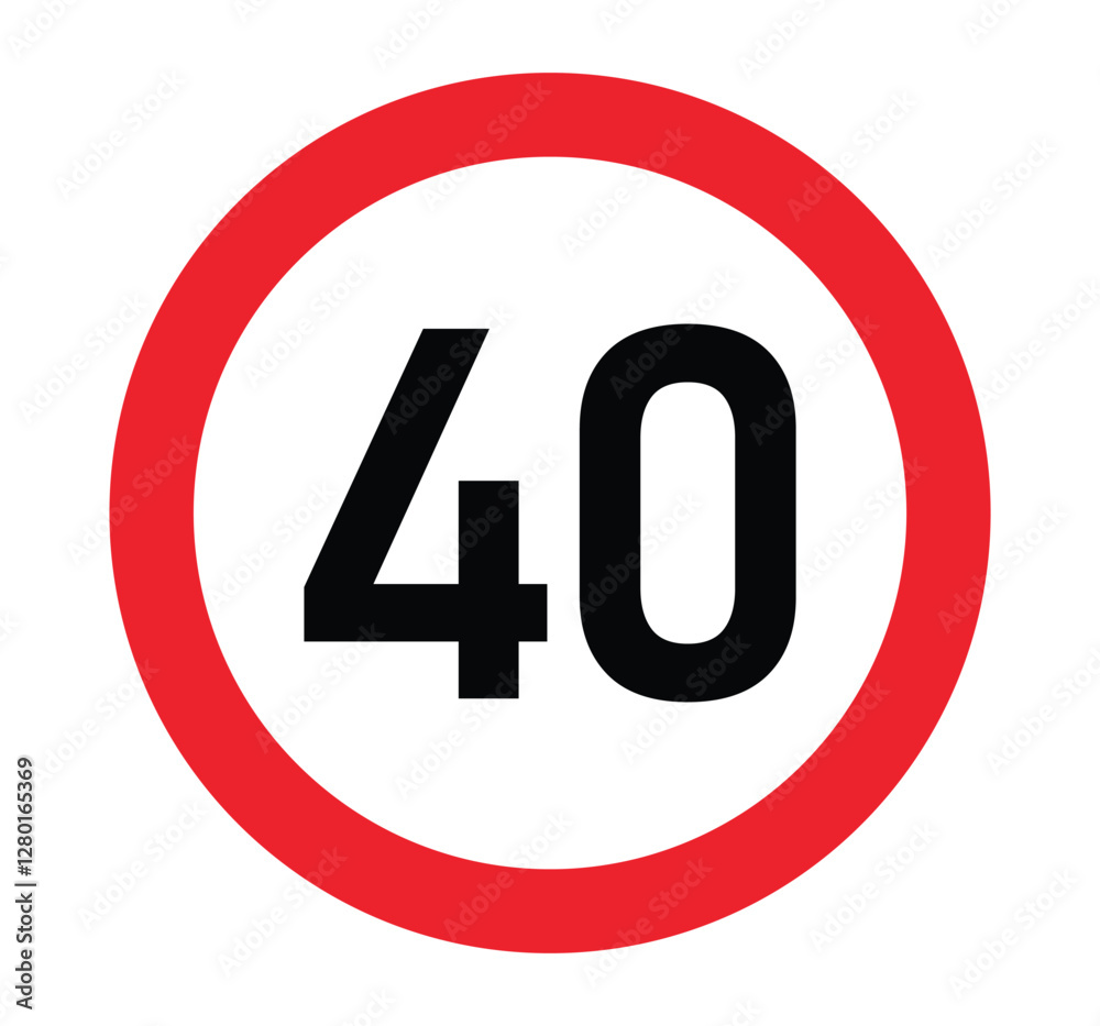 Driving speed limit Forty 40 sign. printable traffic signs and symbols Driving speed limit Forty 40 sign. printable traffic signs and symbols