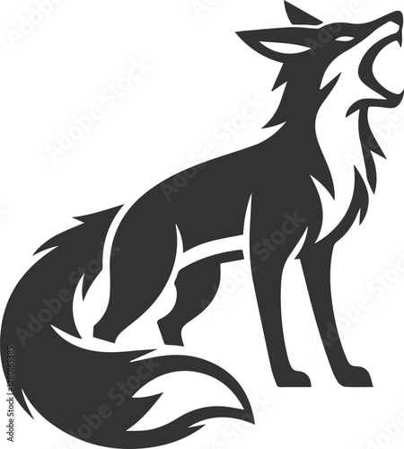 A fox growling, its stance aggressive vector animal silhouette