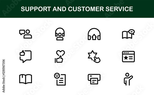 Support and Customer Service Icon Set. Scalable Icons for Client Care, Troubleshooting, Service Management, and Assistance