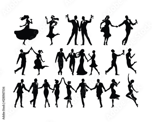 Group People Silhouette Collection Vector Template