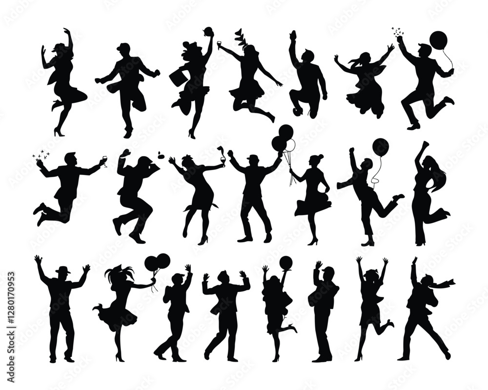 Silhouette Vector Template of Joyful Celebrations Silhouette Vector Template of Joyful Celebrations