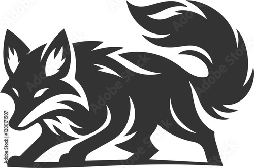 A fox lunging forward with sharp, determined eyes vector animal silhouette