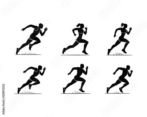 Wallpaper Mural Elegant Running Silhouette Vector Template Set Torontodigital.ca
