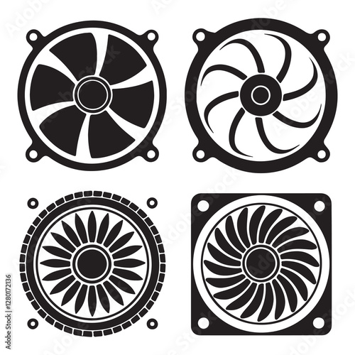 Fan Blades silhouette icon 04 set spare parts