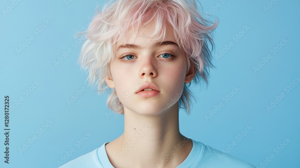 Pastel Pink Pixie: A Serene Portrait of Youthful Beauty Pastel Pink Pixie: A Serene Portrait of Youthful Beauty