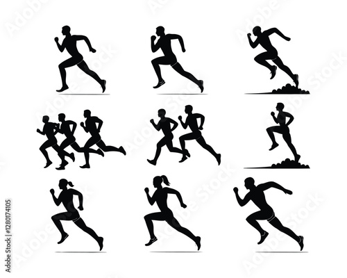 Wallpaper Mural Sprinting Runner Silhouettes Vector Template Collection Torontodigital.ca