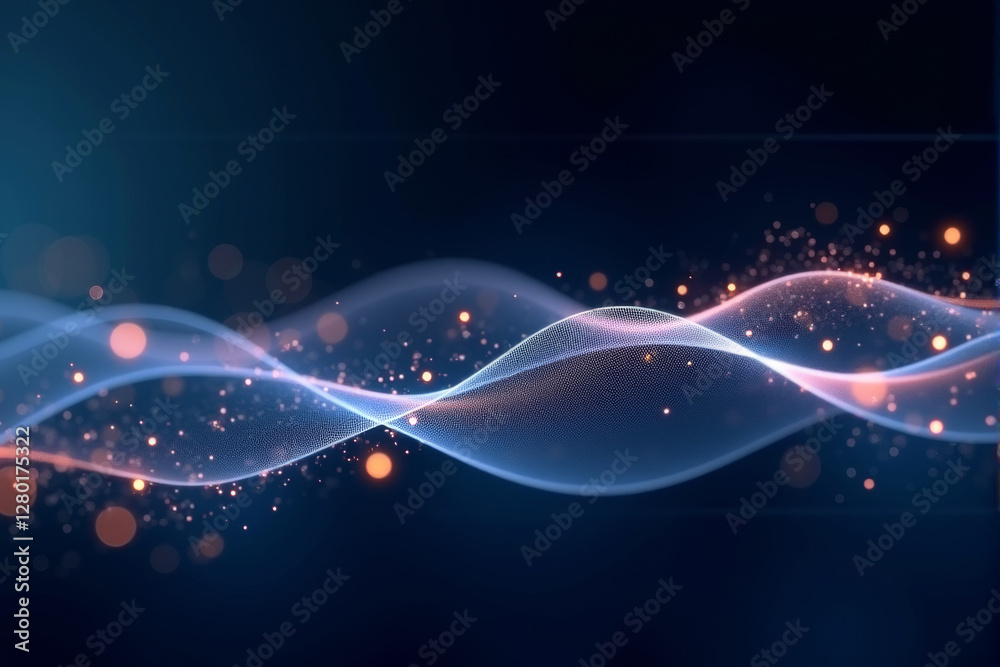 Obraz premium A dynamic AI data stream background with glowing particles, abstract patterns, and futuristic flowing digital elements...