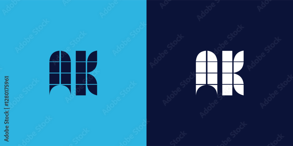AK logo design with tile shape. Minimalist and modern vector illustration design suitable for business or brand