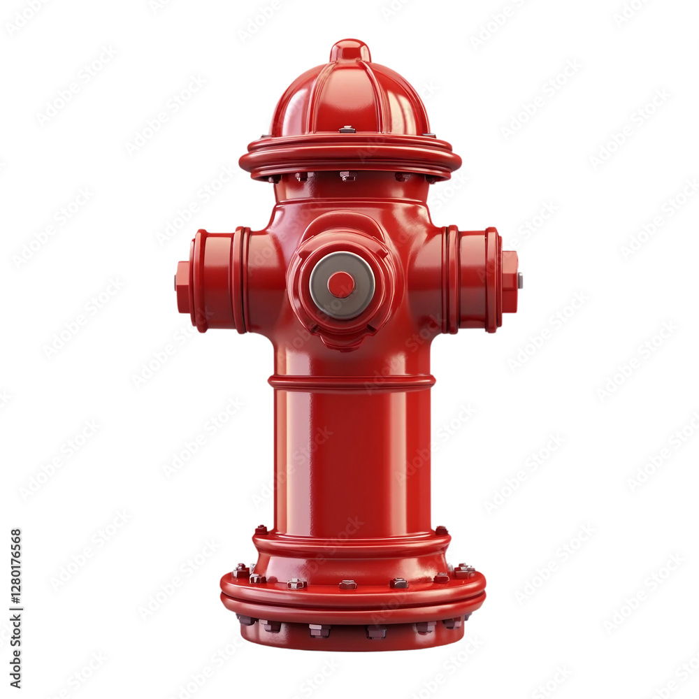 3D red fire hydrant icon with a glossy surface. Suitable for emergency-related digital designs or urban themes. Isolated on transparent background, png. 3D red fire hydrant icon with a glossy surface. Suitable for emergency-related digital designs or urban themes. Isolated on transparent background, png.