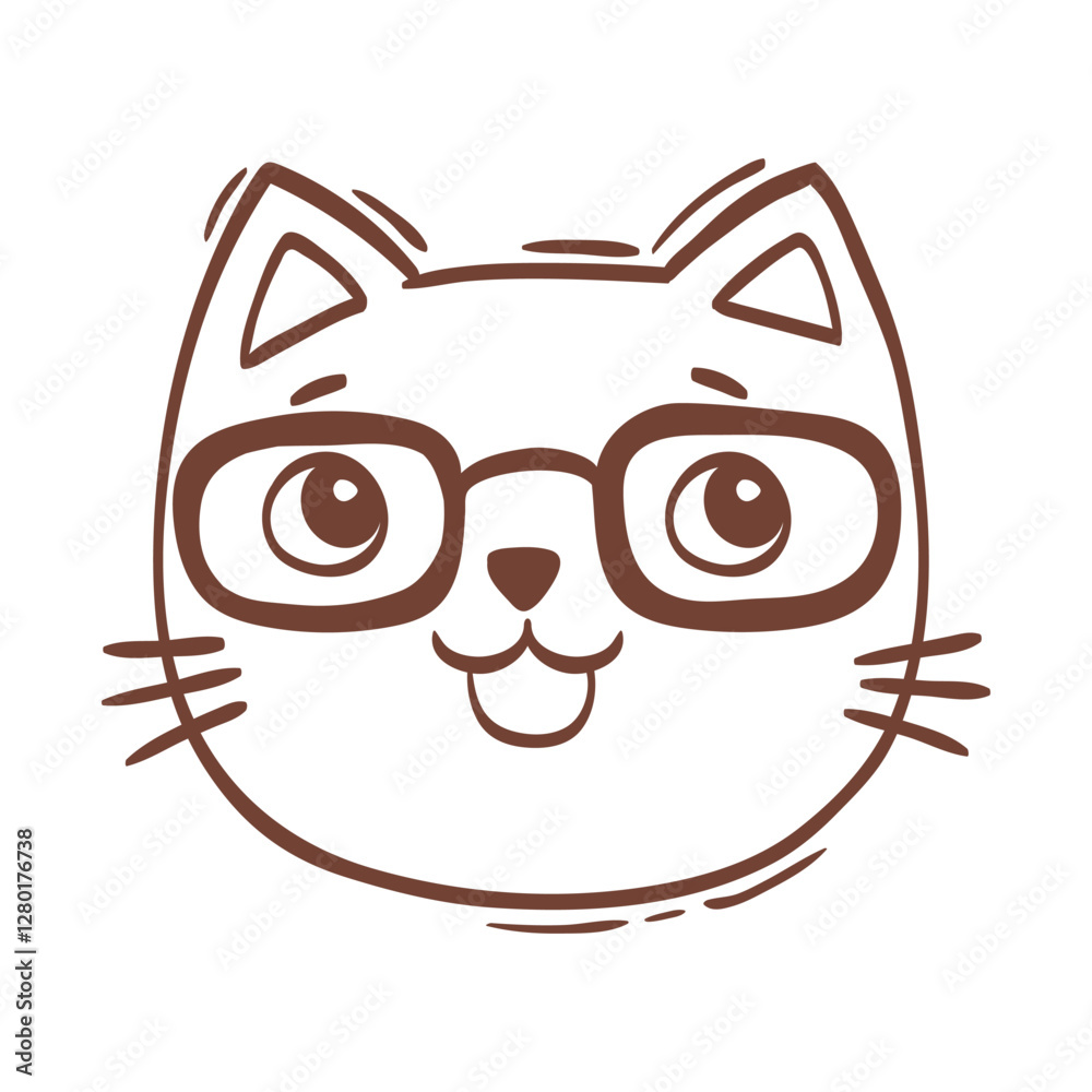 Hand drawn vector illustration cat face portrait. Illustration for icon, logo design, print, greeting card, sticker. Isolated cats face isolated on white background Hand drawn vector illustration cat face portrait. Illustration for icon, logo design, print, greeting card, sticker. Isolated cats face isolated on white background