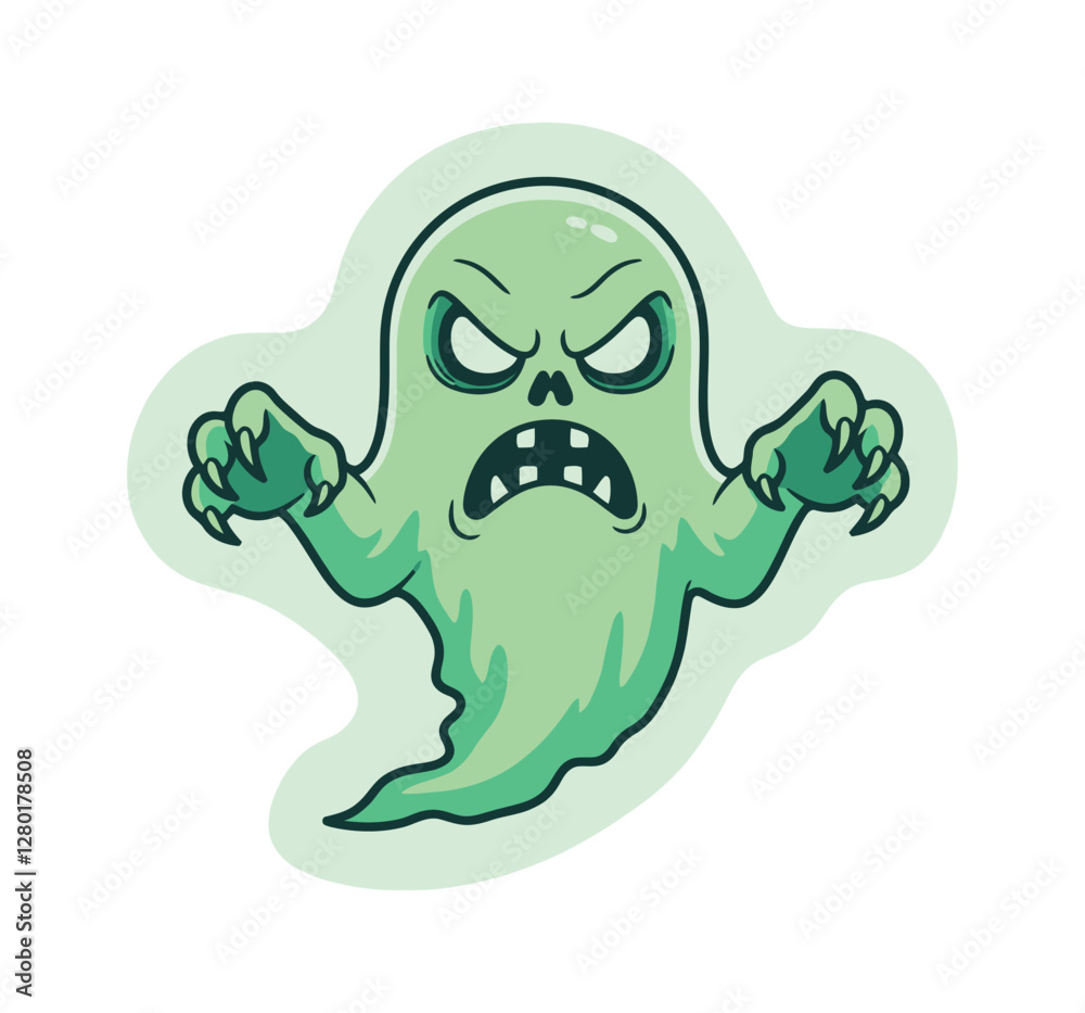Halloween spooky flying mysterious phantoms, ghosted night shadows. Scary ghosts flat vector illustration Halloween spooky flying mysterious phantoms, ghosted night shadows. Scary ghosts flat vector illustration