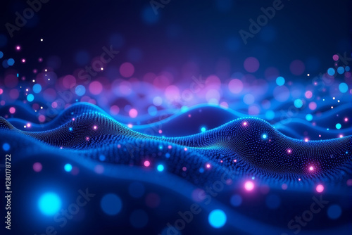 A dynamic AI data stream background with glowing particles, abstract patterns, and futuristic flowing digital elements...
