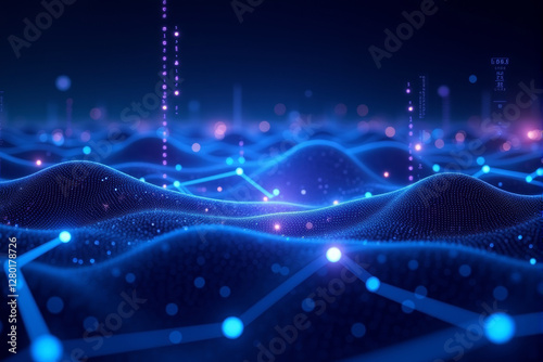 A dynamic AI data stream background with glowing particles, abstract patterns, and futuristic flowing digital elements...