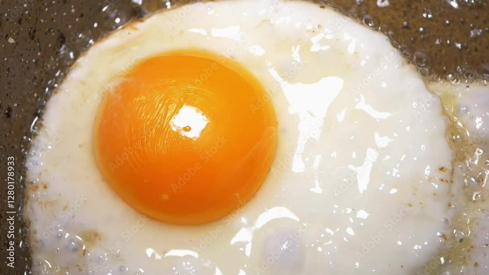 Cooking an egg to perfection in a hot skillet Cooking an egg to perfection in a hot skillet