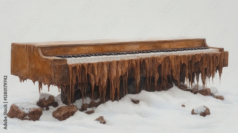 custom made wallpaper toronto digitalFrozen Piano With Icicles In Snowy Landscape